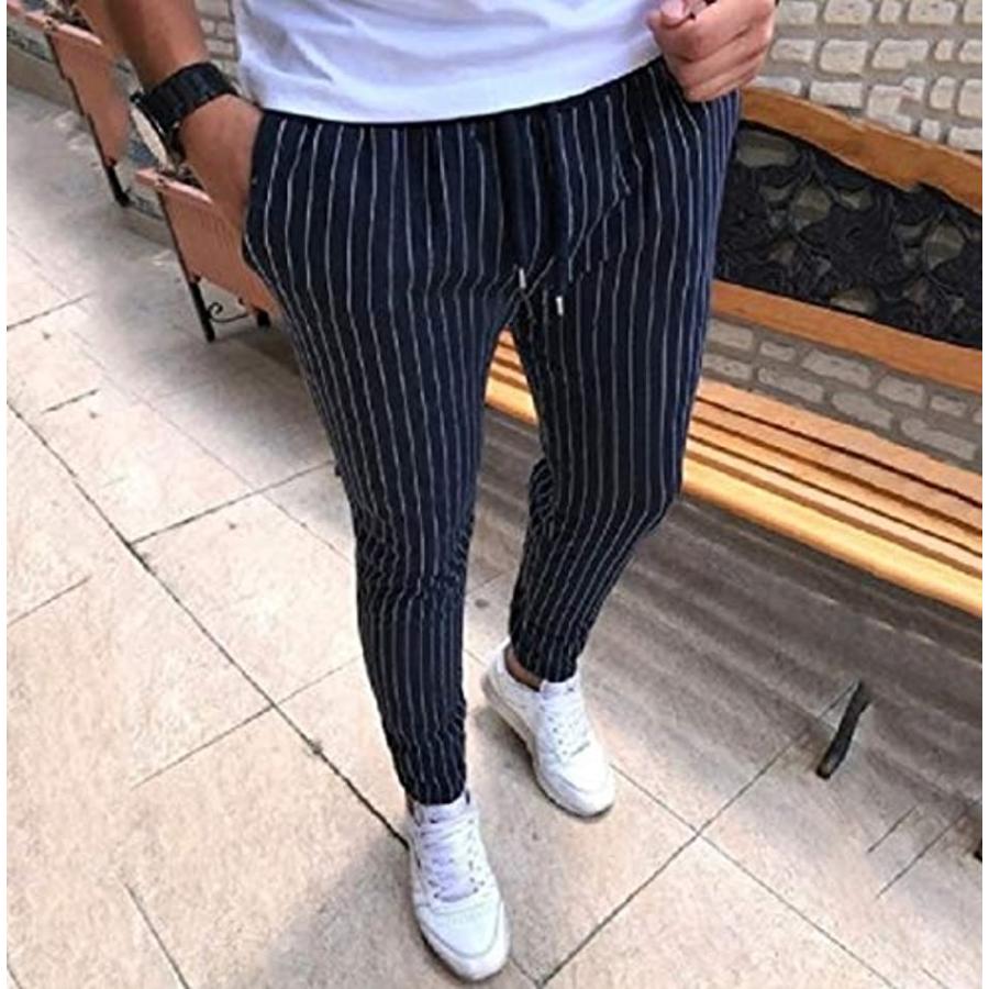 オールデーシャイニング ストライプ パンツ ロング ズボン ストレッチ ラフ 動きやすい ストレート スキニーパンツ ネイビー L スピード発送 ホリック Paypayモール店 通販 Paypayモール