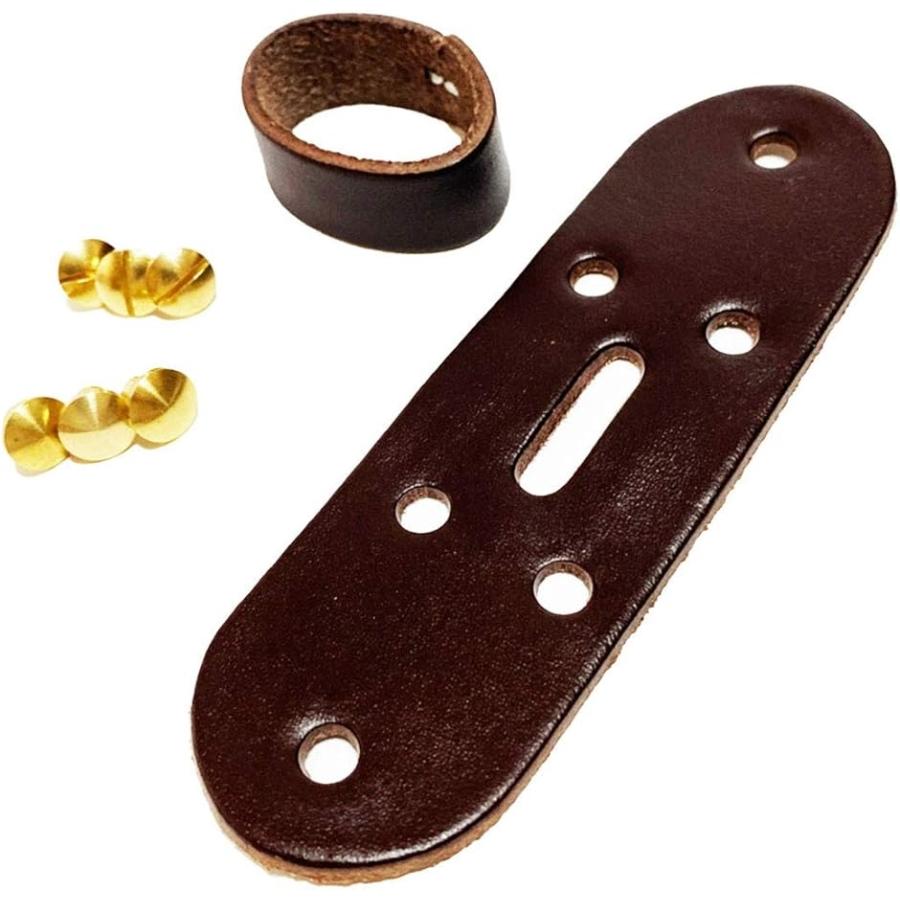 牛革 牛皮 交換用 ベルト バックル用 バックル対応接続部品 (04茶ブラウン穴あり Free Size)
