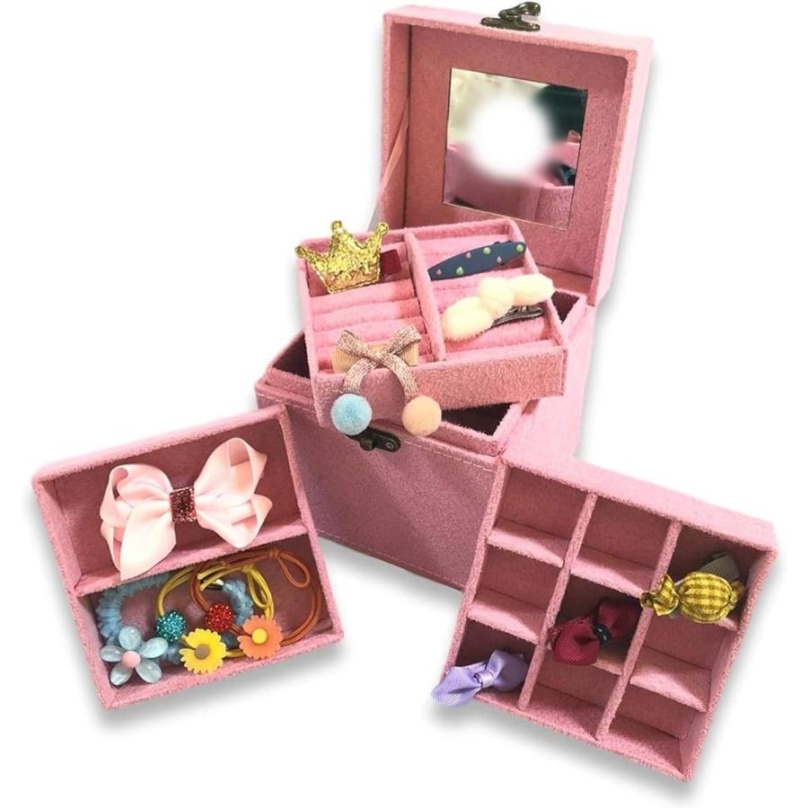 ショッピング 子供用 アクセサリー ケース 3段 ジュエリー ボックス 女の子 鏡付き おもちゃ 宝石箱 収納 Box ピンク アクセサリー付 Cisama Sc Gov Br
