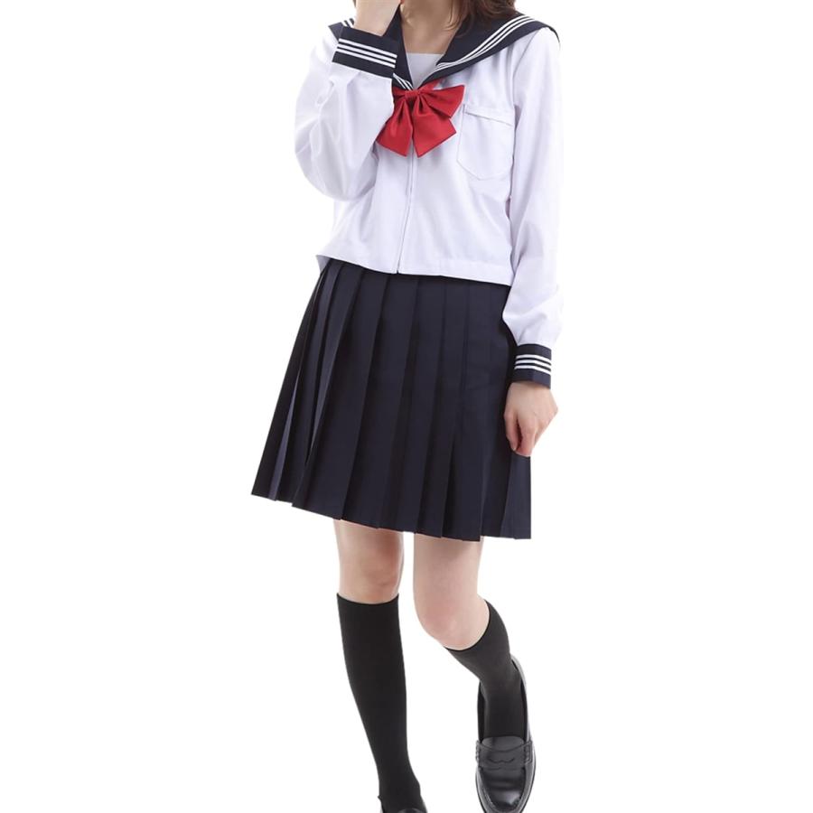セーラー服 コスプレ 白トップス プリーツスカート スクールリボン 長袖 長袖 S Jantora Com