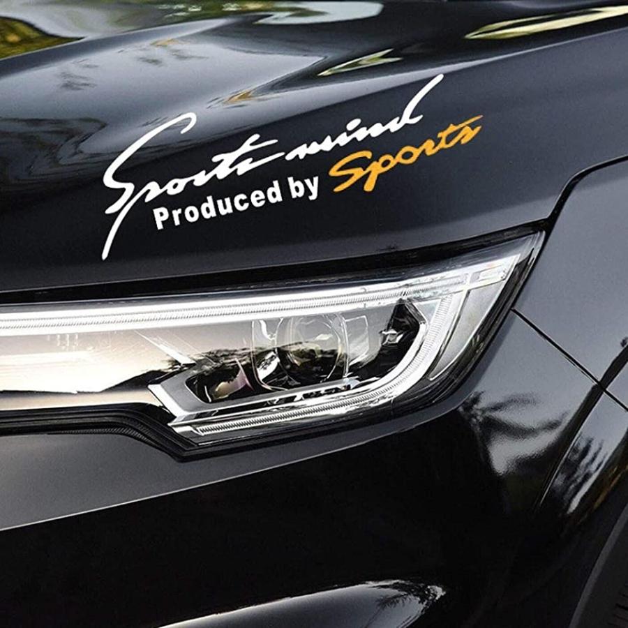 morytrade 自動車 ステッカー デカール Sports Mind ボンネット フェンダー リアウインドウ(白＋黄)｜horikku｜01