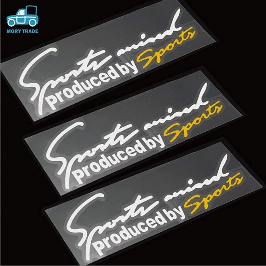 morytrade 自動車 ステッカー デカール Sports Mind ボンネット フェンダー リアウインドウ(白＋黄)｜horikku｜02
