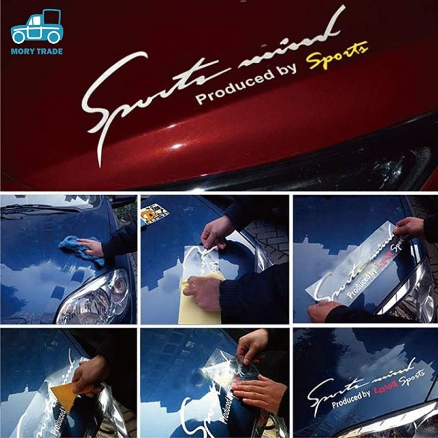 morytrade 自動車 ステッカー デカール Sports Mind ボンネット フェンダー リアウインドウ(白＋黄)｜horikku｜04