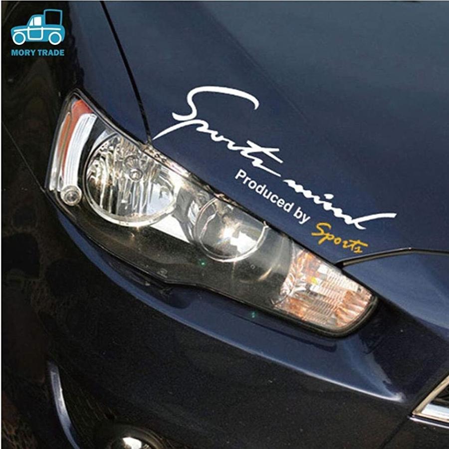 morytrade 自動車 ステッカー デカール Sports Mind ボンネット フェンダー リアウインドウ(白＋黄)｜horikku｜05