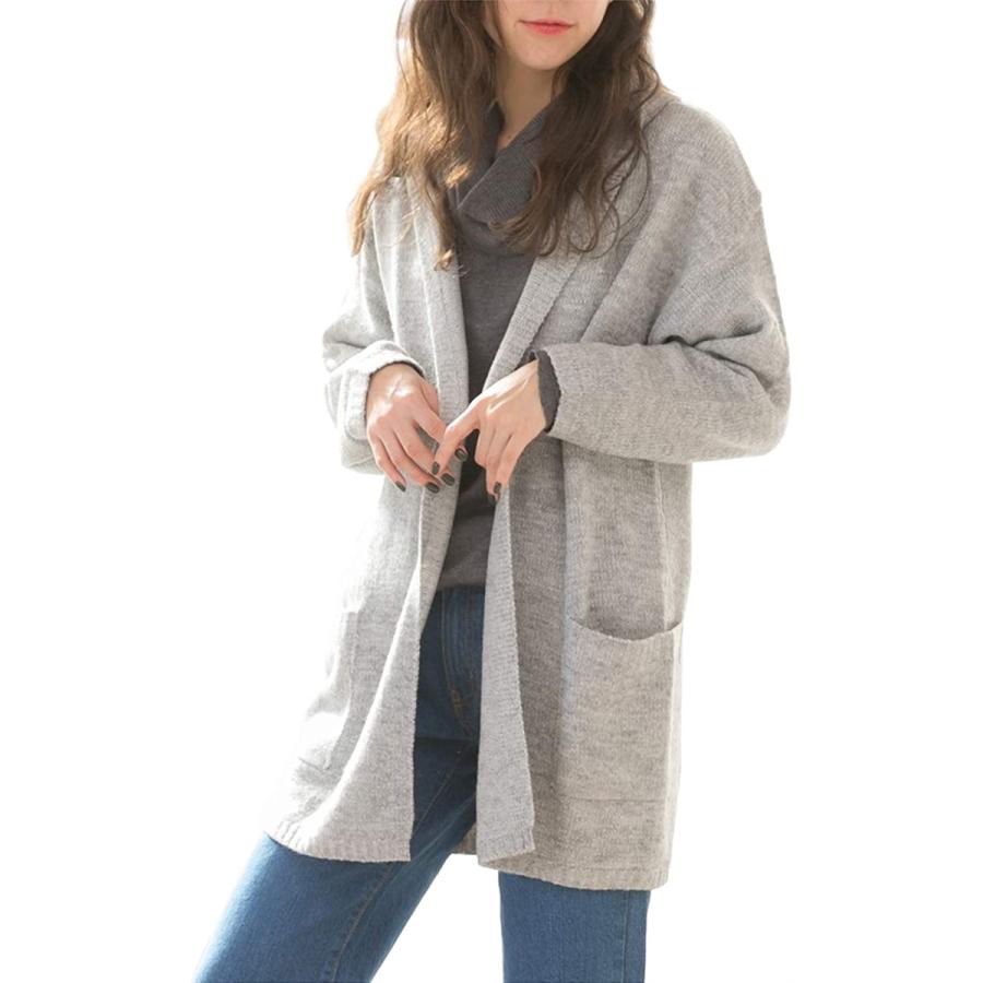 フード カーディガン 大きい サイズ ロング丈 ポケット レディース (グレー 4L-5L)