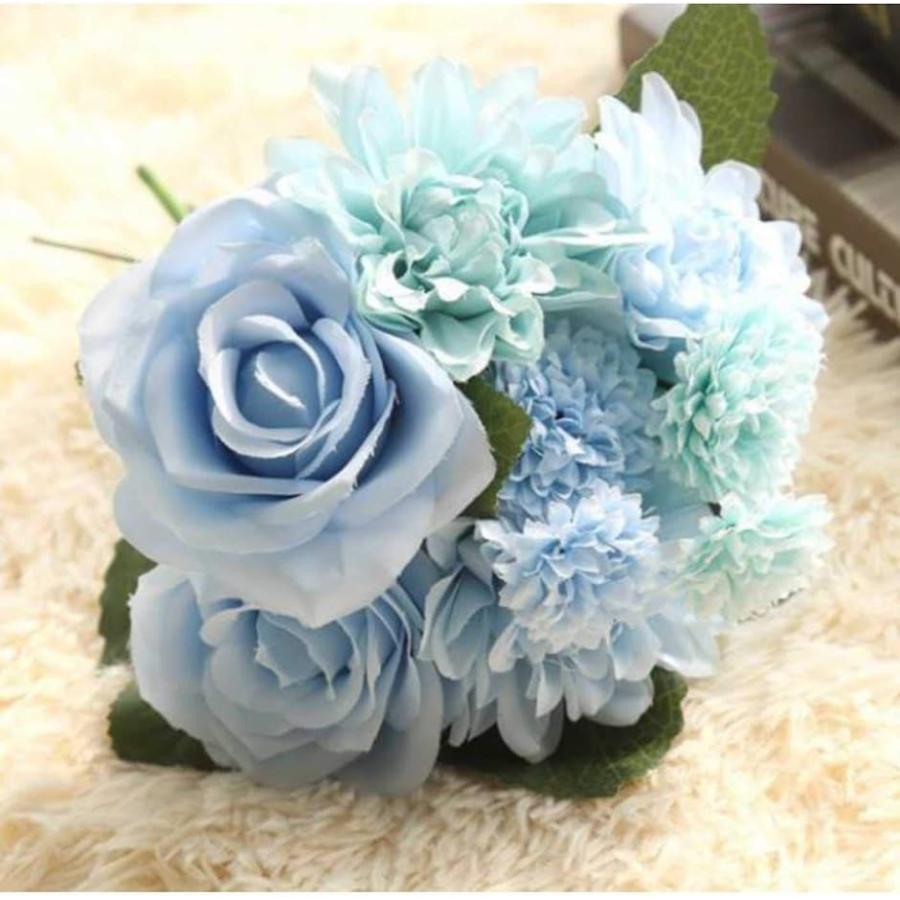 造花 インテリア 花束 ブーケ 手作り 枯れない花 ウェディング 飾り 撮影 プレゼント ギフト 人工観葉植物 ブルー 新作アイテム毎日更新