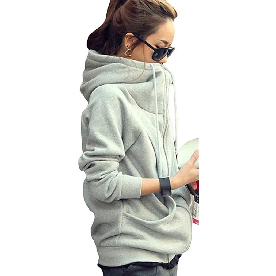 ハイネック パーカー 裏起毛 無地 アウター 上着 ジップアップ フード付き 秋 長袖 M ライトグレー M ホリック Paypayモール店 通販 Paypayモール