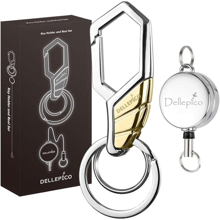 キーホルダー リール付き キーチェーン リング メンズ おしゃれ シンプル カラビナタイプ Silver 2 最新発見