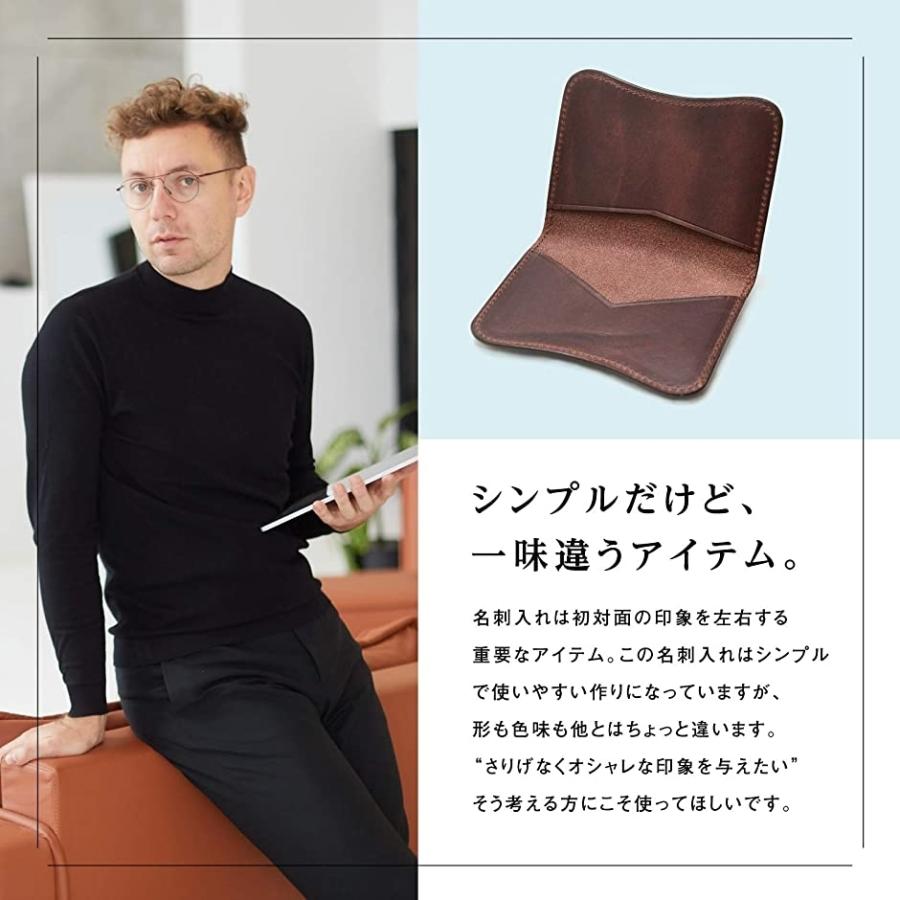 2年保証 名刺入れ 本革 極薄 レザー 取り出し易いカット メンズ ネイビー Simbcity Net