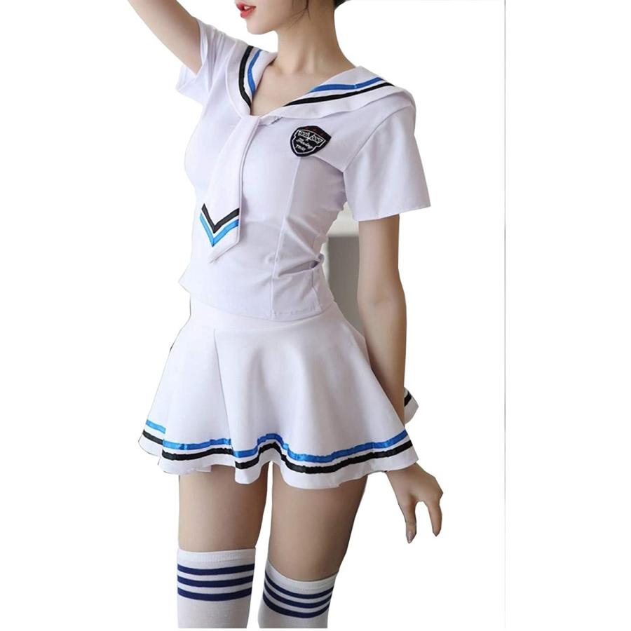 セクシー セーラー服 コスプレ ミニ スカート 女性 フリーサイズ ホワイト フリーサイズ