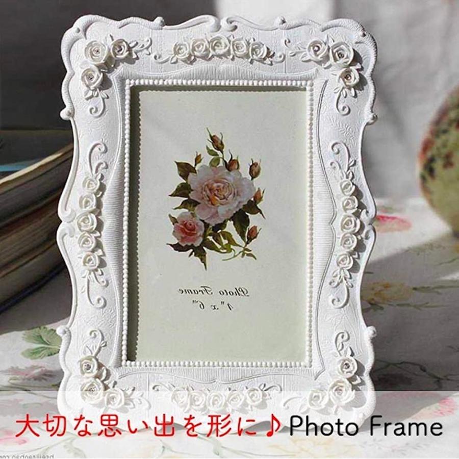 クイーンビー フォトフレーム 薔薇 デザイン 写真 立て 飾り スタンド 卓上 おしゃれ かわいい L判 誕生日 プレゼント ホワイト 値下げ フォトフレーム バラデザイン 2個セット Studiodeiure It