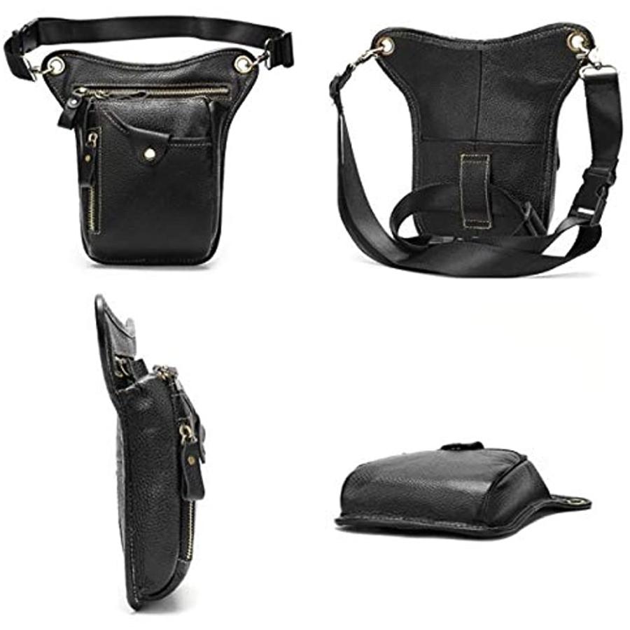 本革レザー製 レッグバッグ レッグポーチ ブラック おしゃれで高級感 バイク用 Black ホリック Paypayモール店 通販 Paypayモール