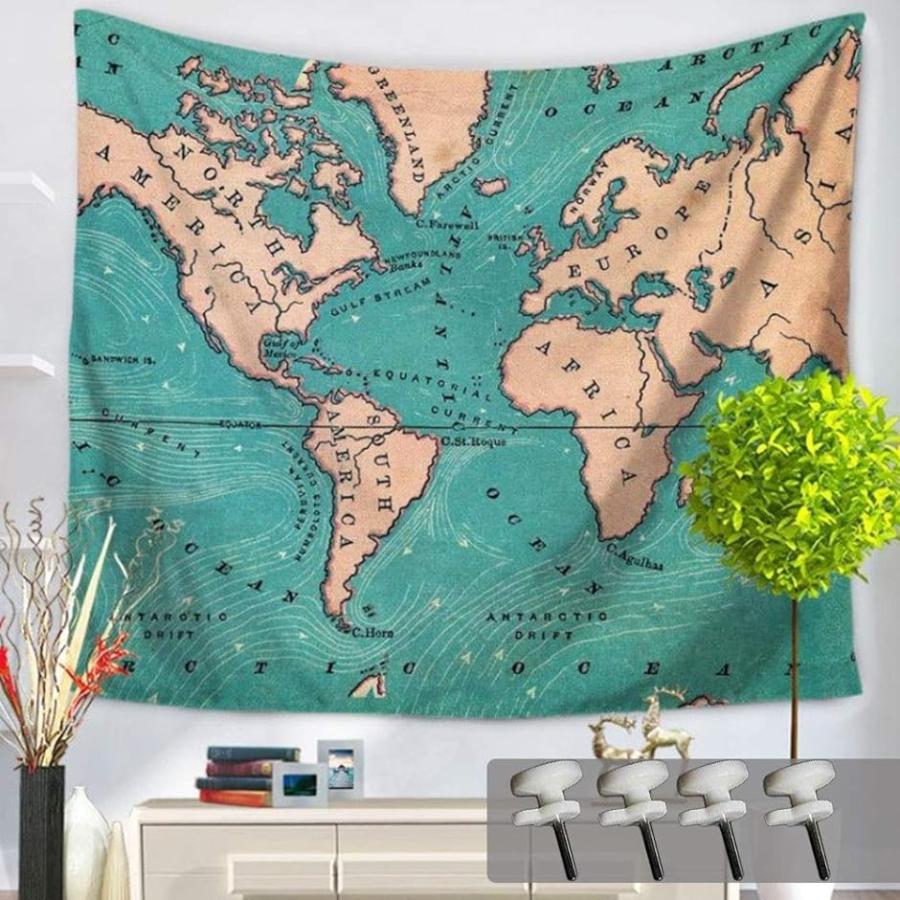 オシャレ タペストリー 0cmx150cm ヴィンテージ 風 世界地図 インテリア 布製 ワールドマップ 仕切り 世界地図004 ホリック Paypayモール店 通販 Paypayモール