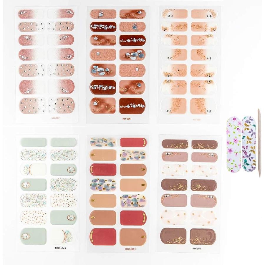 ネイルシール 手用 6枚 3d立体感 損傷のないジェルネイルシール 貼るだけ 手の爪 ネイルステッカー 1 上級 Nd02 可愛い人気 480円 即納最大半額