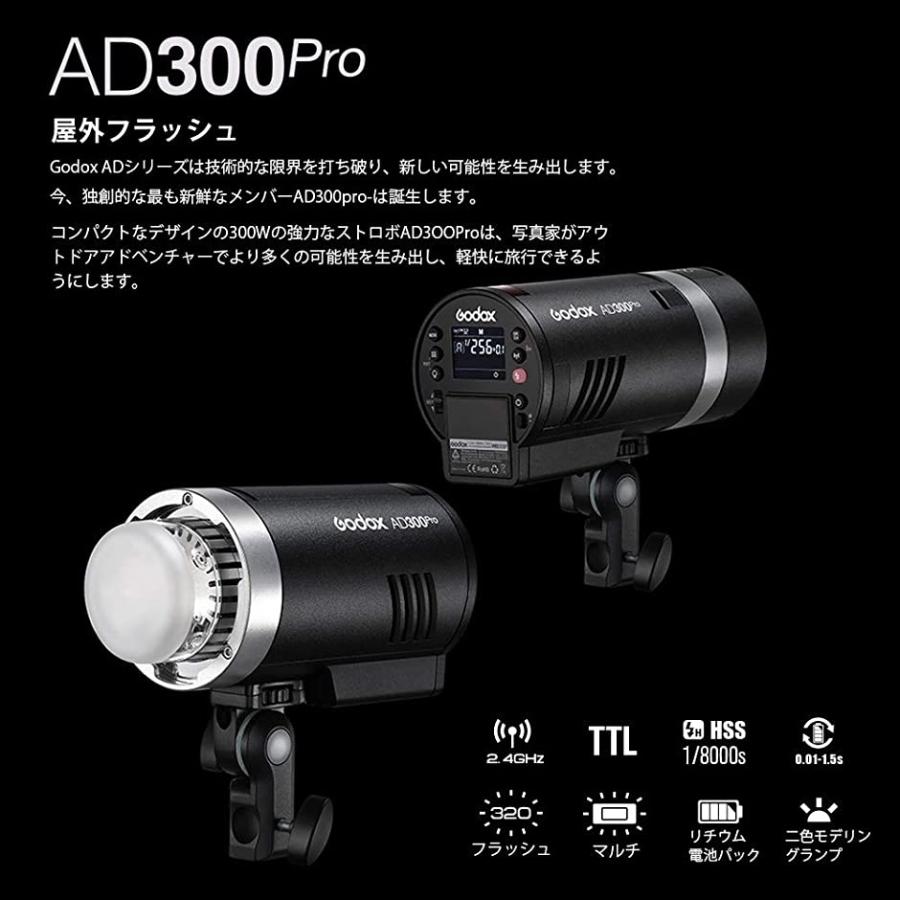 わせして AD300Pro フラッシュストロボ 2.4GTTL スタジオ向け 300W 1