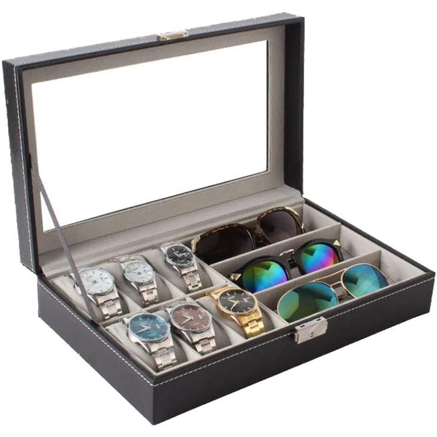 メガネ サングラス 腕時計 収納 ケース 大容量ボックス おしゃれ 大きめ Mdm ブラック 時計6本 メガネ3本用 ホリック Paypayモール店 通販 Paypayモール