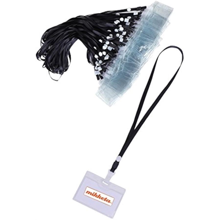 美しい ネームホルダー 名札 首かけ 吊り下げ 黒 50枚