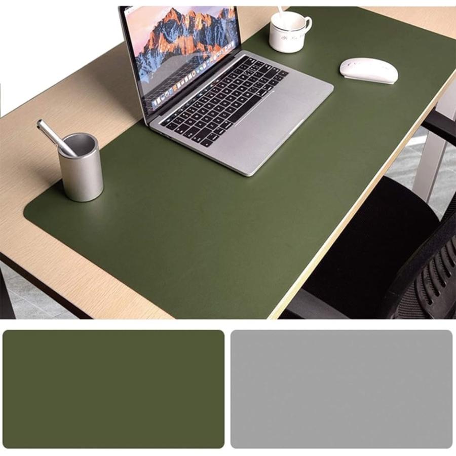 デスクマット 大判 ゲーミング マウス パッド リバーシブル 防水 パソコンデスク(モスグリーン+アッシュ, 40cmx80cm) スピード