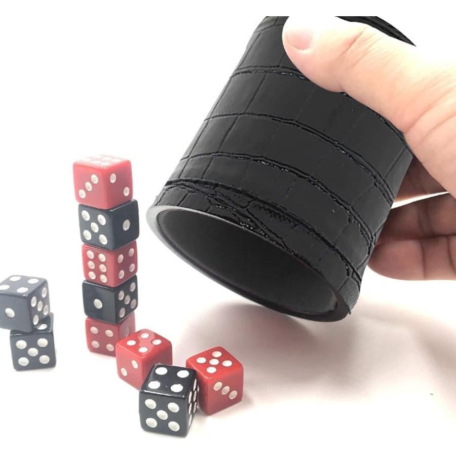 ダイススタッキング レザー カップ ＆ サイコロ 10個セット 練習用カップ クロコ ブラック(クロコ ブラック) 2B8CK11RVW