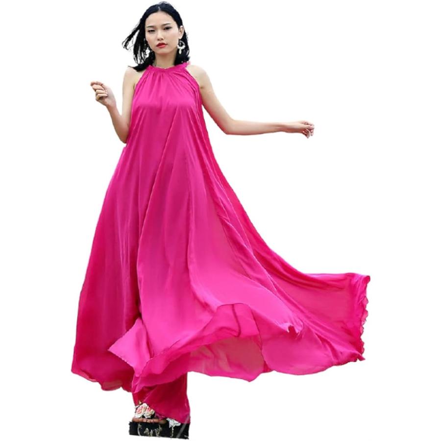 マキシ丈 ワンピース 発表会 演奏会 ロングドレス シフォン ノースリーブ ベルト付き ローズピンク フリーサイズ ホリック Paypayモール店 通販 Paypayモール