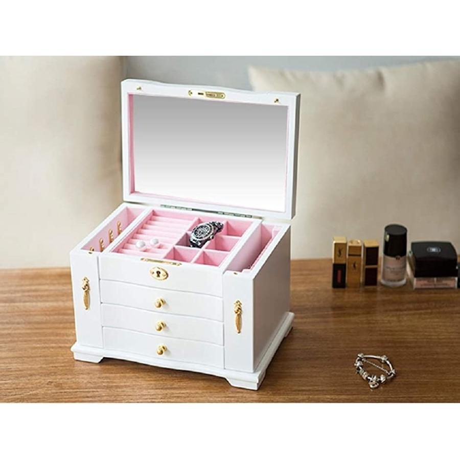 スです ジュエリーボックス 収納箱 ミラー 鏡付き 宝箱 ホワイト ホリック Paypayモール店 通販