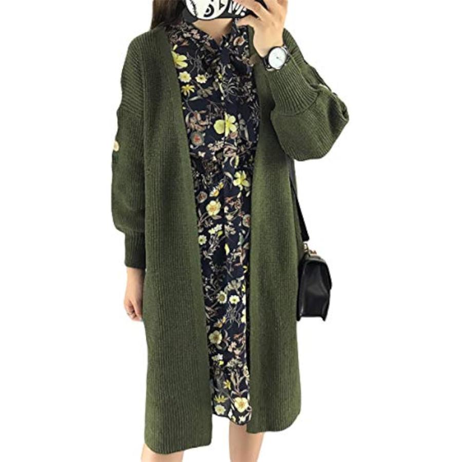 バルーンスリーブ エンブロイダリー ロングカーディガン アウター 秋 冬 ロング丈 お洒落 オシャレ カッコイイ 体型 カーキ M ホリック Paypayモール店 通販 Paypayモール