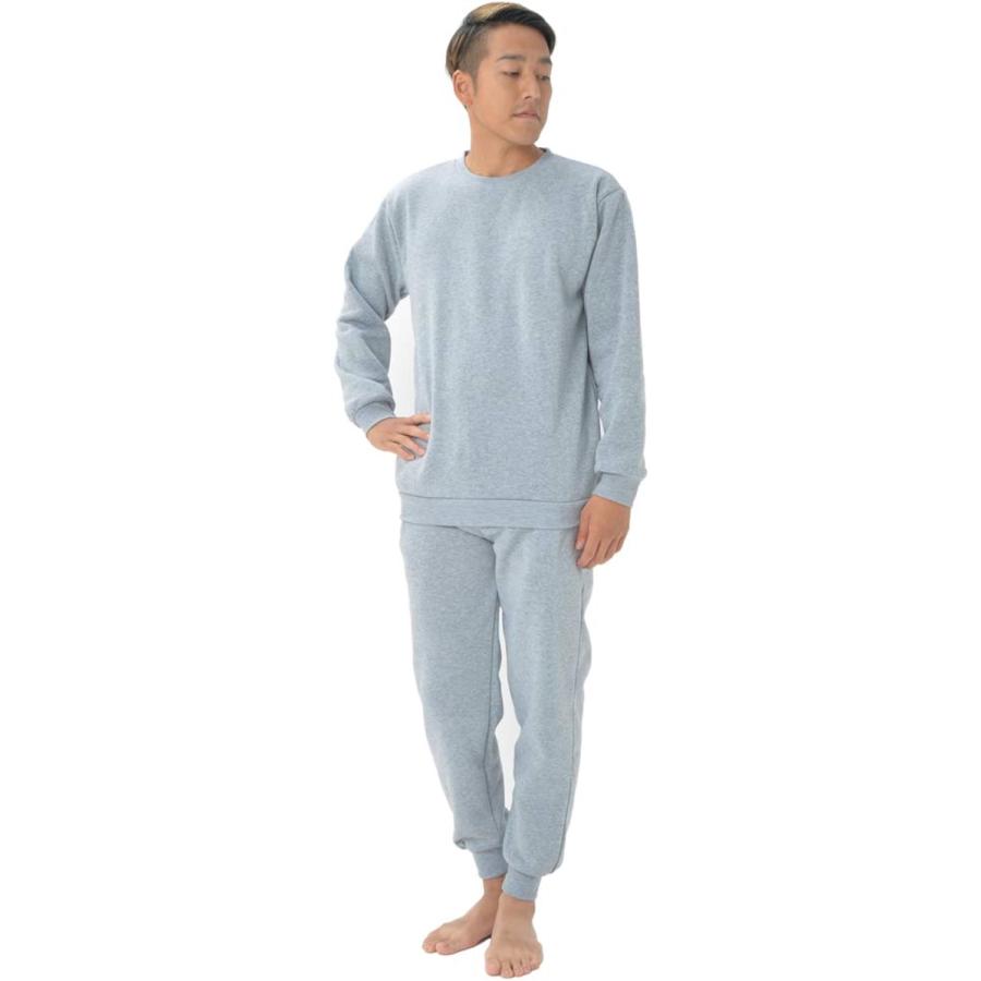 メンズ 裏起毛 スウェット セットアップ 上下セット ルームウェア パジャマ グレー 4l ふるさと割