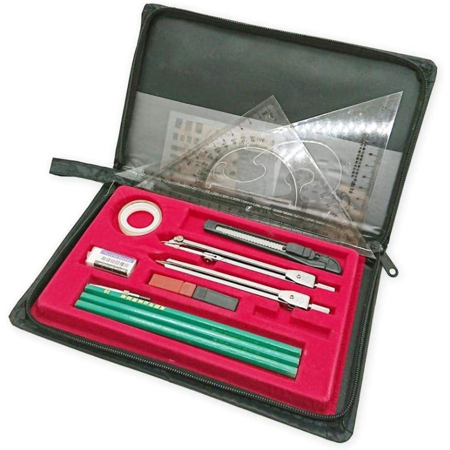 人気top 海図 製図 練習 入門 15点 セット 収納 ケース 付 大型 デバイダー コンパス 三角定規 鉛筆 Riosmauricio Com