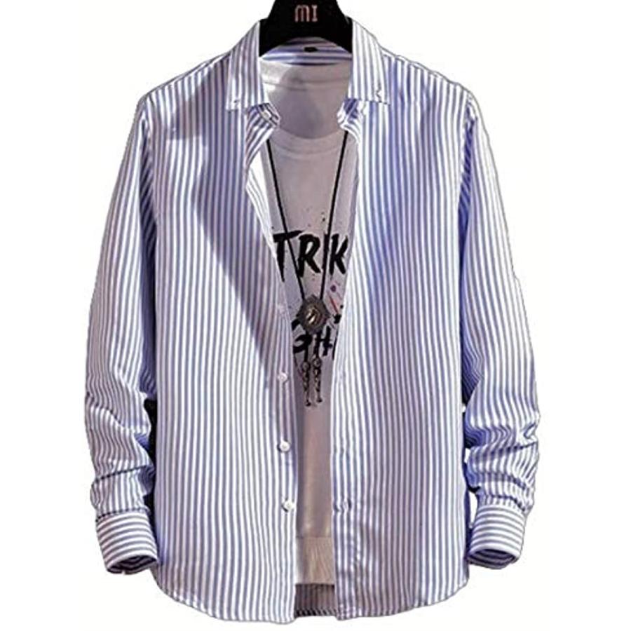 ラッキーチャーム 白 X 水色 メンズ 長袖 ボタンダウン ゴルフ オシャレ 夏 冬 シャツ ビジネス 春 青 白 X 水色 M ホリック Paypayモール店 通販 Paypayモール