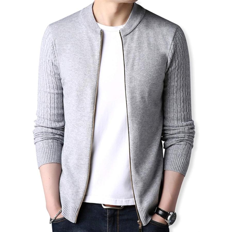 ニット ジャケット メンズ ブルゾン タイト セーター グレー L スピード発送 ホリック Paypayモール店 通販 Paypayモール