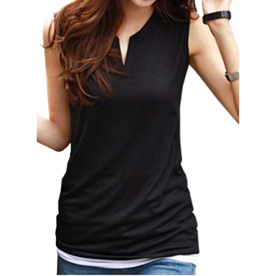 ノースリーブ Vネック レディース トップス Tシャツ 洗濯ネット付き 黒 ブラック L ホリック Paypayモール店 通販 Paypayモール