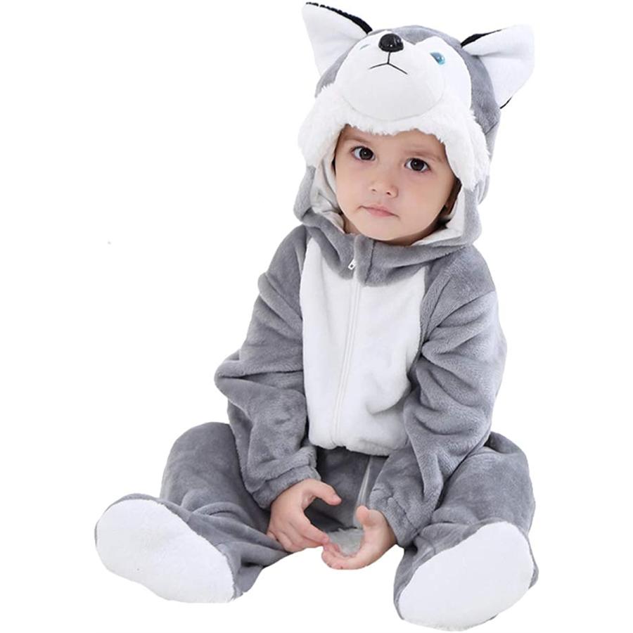 ベビー服 赤ちゃんの服 子供服 着ぐるみ 新生児 カバーオール 帽子付き ハスキー犬 0 5ヶ月 スピード発送 ホリック Paypayモール店 通販 Paypayモール