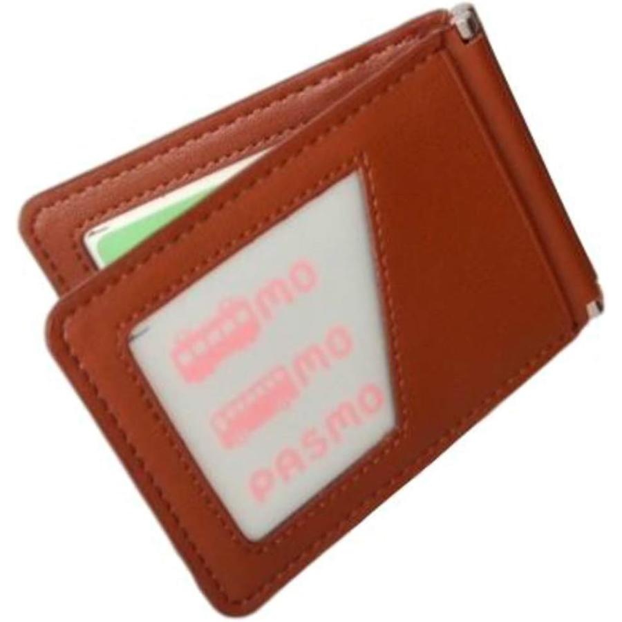 定期入れ 革 パスケース メンズ レザー 二つ折り 薄い バタフライ 個人情報を守る ブラウン 在庫限り