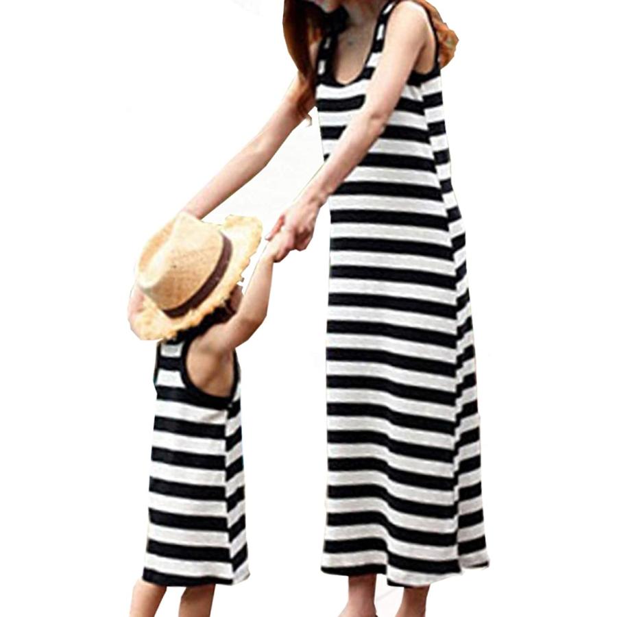 ワンピース ペア ルック ノースリーブ 母子 親子 リンク コーデ 娘 春 黒 灰色 白 ブラック グレー ホワイト 子供用 1 ホリック Paypayモール店 通販 Paypayモール