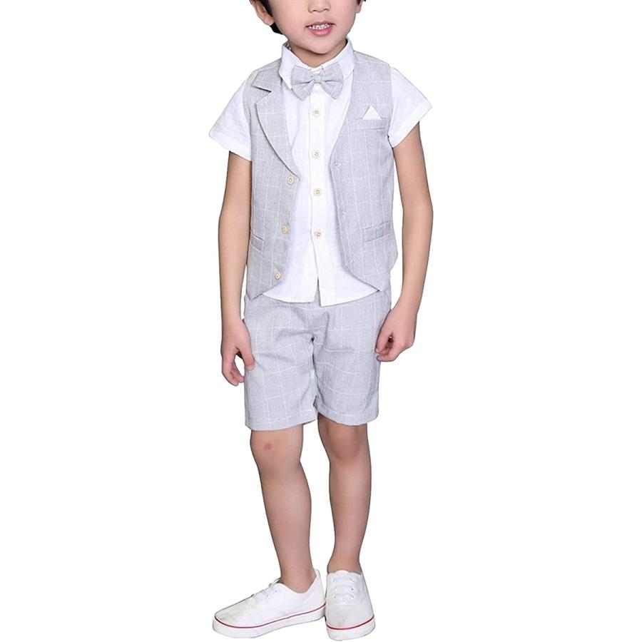 子供 スーツ 男の子 フォーマル 夏 半袖シャツ 半袖ズボン ベスト 蝶ネクタイ 4点セット 140 グレー Mdm グレー 140 ホリック Paypayモール店 通販 Paypayモール