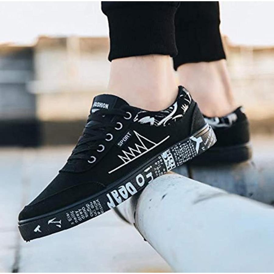 メンズ カジュアル スニーカー ロゴ 柄 物 シューズ 靴 黒 くろ 紐靴 派手 軽量 ローカット お洒落 ブラック 26 0 Cm スピード発送 ホリック Paypayモール店 通販 Paypayモール