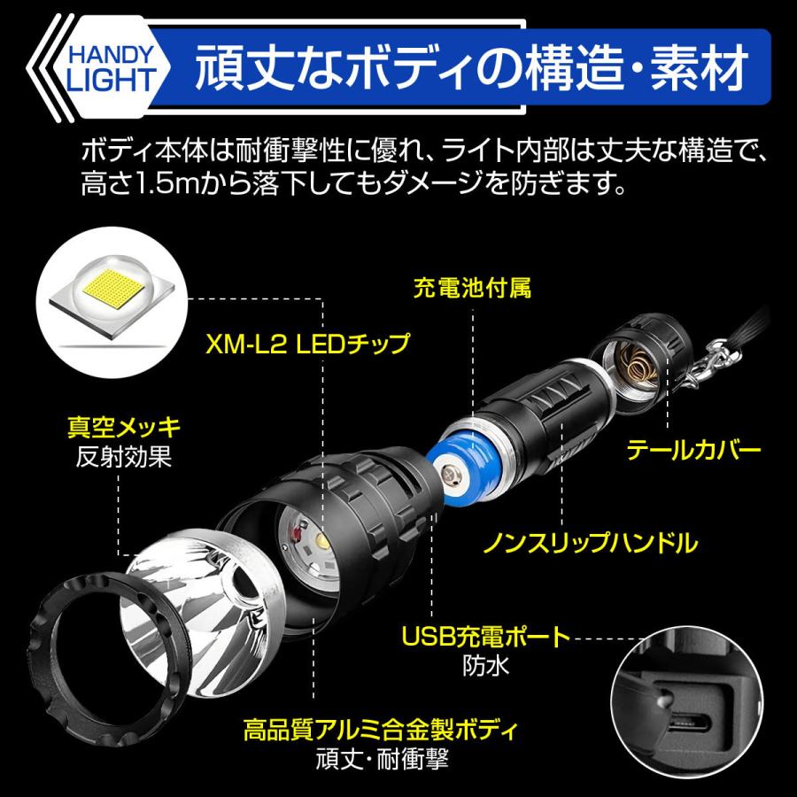 新版 懐中電灯 Led 充電式 強力 軍用 ハンディライト Usb充電 高輝度 5モード 防水機能 停電 防災 キャンプ アウトドア 2b8xck51yu ホリックワークショップ 通販 Yahoo ショッピング
