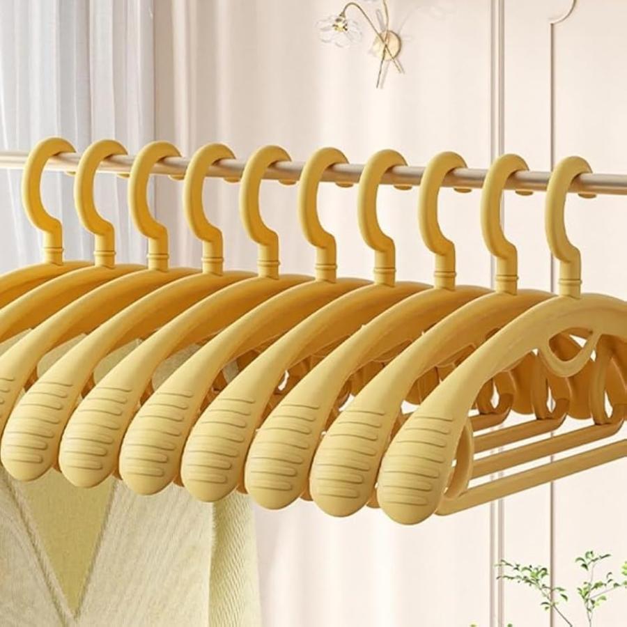ハンガー かたくずれ防止x滑らないx跡がつかない 10本 大切な衣類用ニット・セーター・ブラウス MDM(イエロー,  41.5cmx20cm) の商品画像