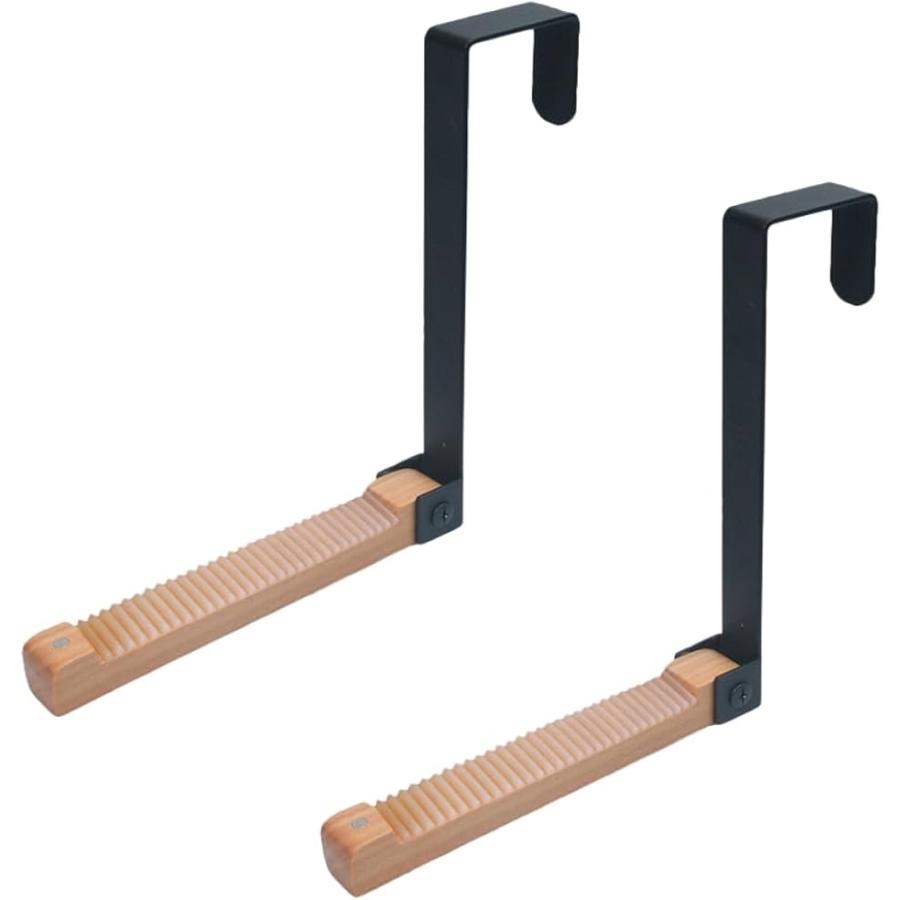 鴨居フック 折り畳みドアハンガー ドアフック 吊り下げ収納 部屋干し 折りたたみ 2個セット(ブラック,  16cm) の商品画像