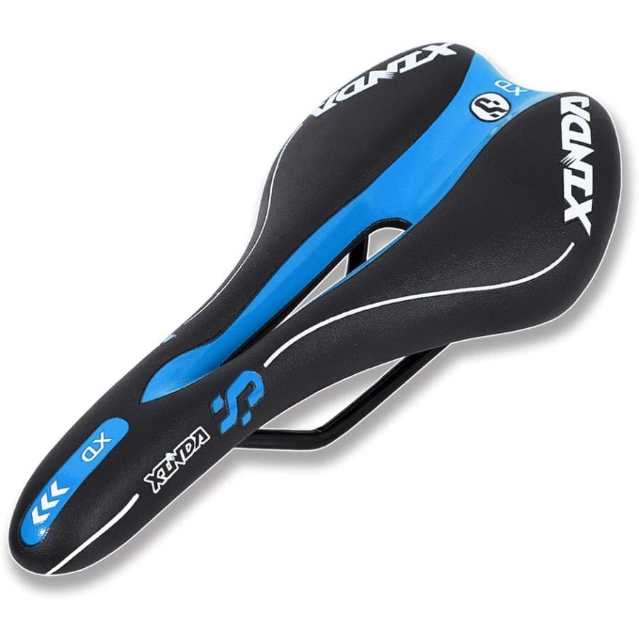 自転車サドル スポーツバイク仕様 薄型 ホワイト ブルー 白 青