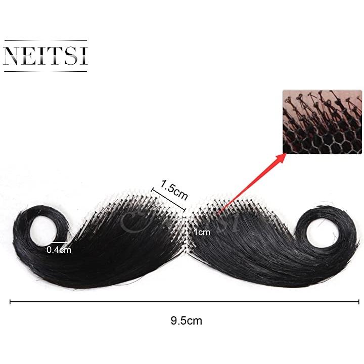 付け髭 ひげ 口髭 人毛 ウィッグ 先巻き髪製髭 手作り本物 コスプレ用 1枚 2 長さ 約9 5cmx 幅 約2 8cm ホリック Paypayモール店 通販 Paypayモール