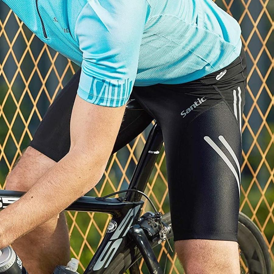 メンズ サイクルパンツ レーサーパンツ 夏 吸汗 速乾 通気 自転車パンツ 3Dパッド(ブラック, XL)04