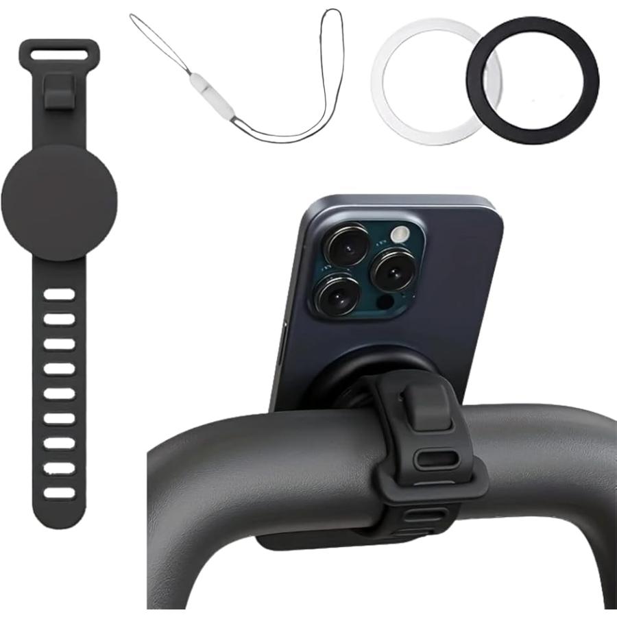 ベビーカー スマホホルダー magsafe対応 マグネット スマホスタンド 携帯ホルダー 車椅子 自転車(ブラック)（Yahoo!・スピード発送 ホリック）