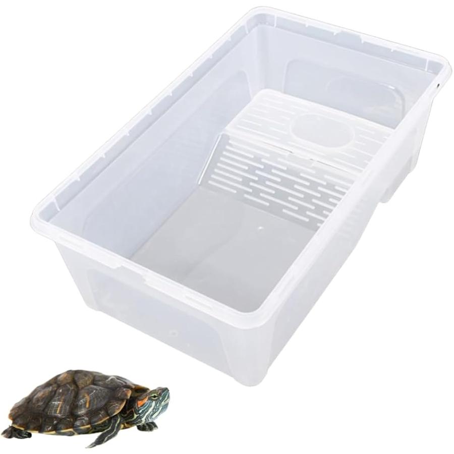 亀 水槽 カメ 亀の水槽 タートルボックス 飼育ゲージ ひなたぼっこ 日光浴 飼育ケース (ホワイト,  38x30x17cm)（Yahoo!・スピード発送 ホリック）
