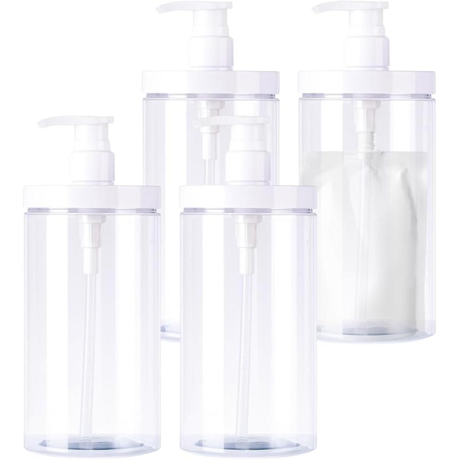 シャンプーボトル 大容量 1000ml 詰め替えそのまま ディスペンサーボトル (透明4本セット,  1000mL)（Yahoo!・スピード発送 ホリック）