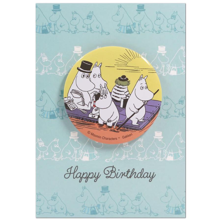 バースデーカード ムーミン 缶バッジカード ブルー 二つ折り B50 118 学研ステイフル グリーティングカード Birthday Card お誕生お祝い B50 118 堀萬昭堂 ヤフー店 通販 Yahoo ショッピング