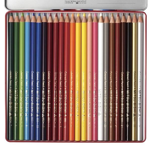 色鉛筆24色セットと金箔押し名入れのセット品 三菱鉛筆 色鉛筆 880級 