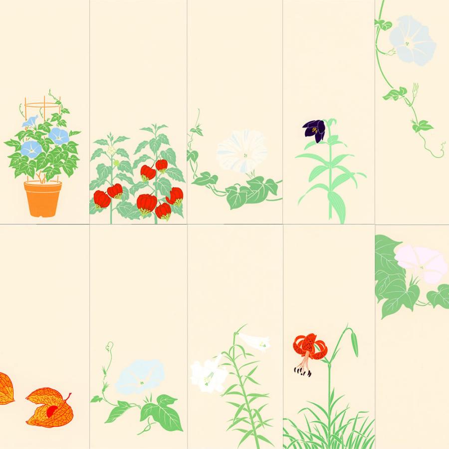 鳩居堂 夏のハガキ 10枚セット Kyu 53 朝顔 ほおずき ポストカード きゅうきょどう まとめ買い特価 百合 シルクスクリーン印刷 はがき