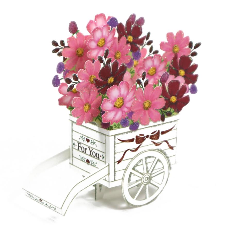 サンリオ 秋カード 立体 コスモス花車 P4554 グリーティングカード 多目的 多用途 秋桜 こすもす Sanrio P4554 堀萬昭堂 ヤフー店 通販 Yahoo ショッピング