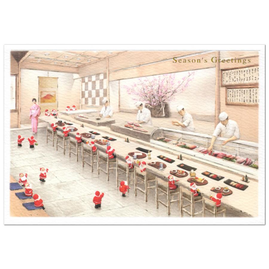 クリスマスカード 和風 海外向け 和風ミニサンタカード Sj 64 寿司 グリーティングライフ Christmas Card グリーティングカード 国内発送